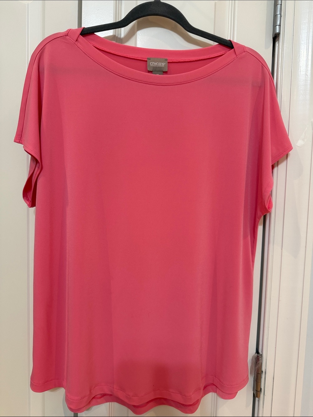 Chico's Vibrant Coral-Pink Crewneck Top